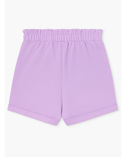 Short lila con moño rosa y bolsillos frontales 💜🎀