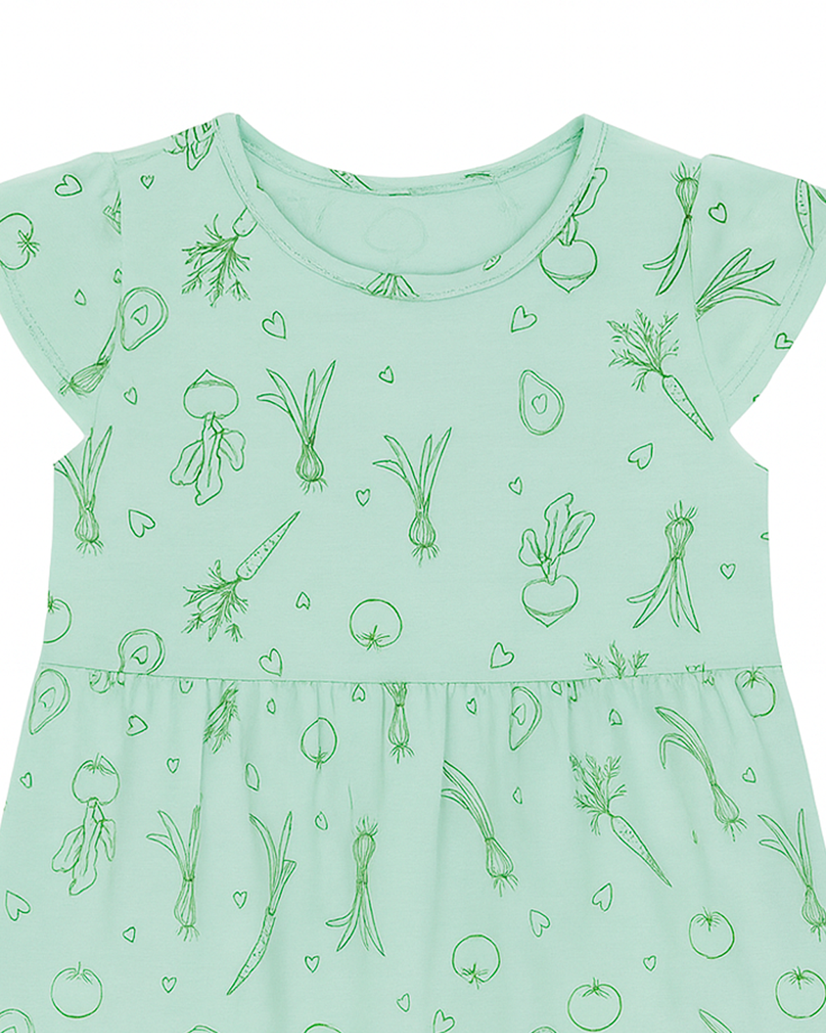 Vestido Verde con Estampado de Verduras