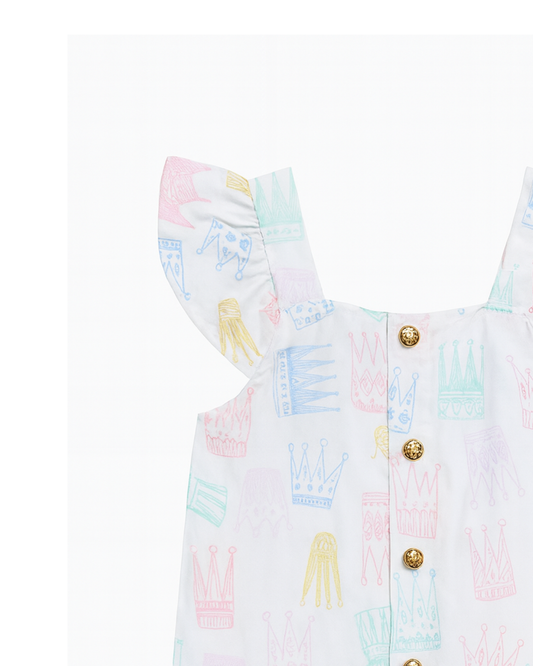 Blusa de Niña con Estampado de Coronas