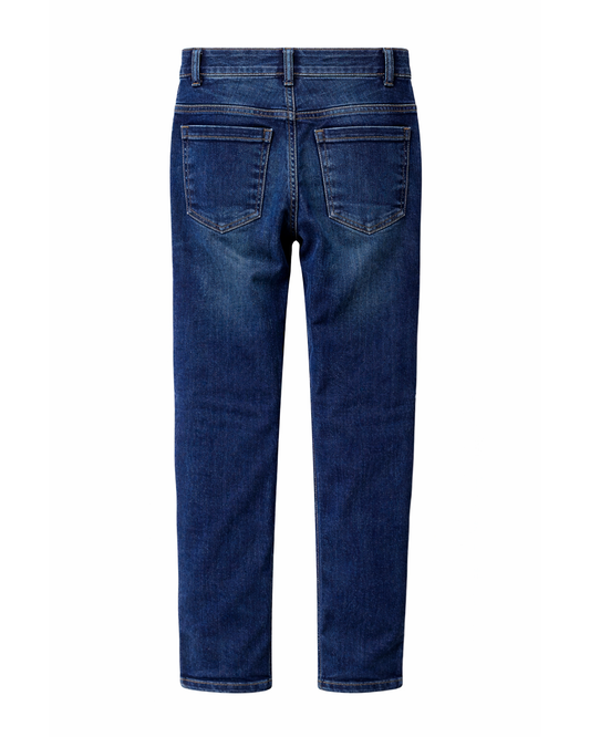 Jeans Azul con Efecto Desgastado y Corte Recto