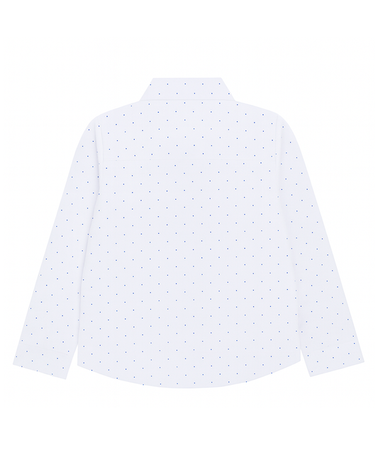 Camisa blanca con micro estampado azul y bordado TM