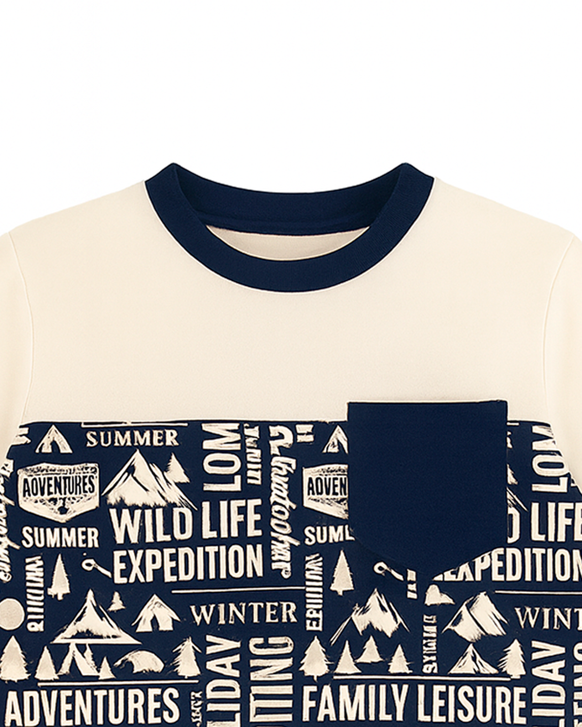 Camiseta Bicolor con Estampado “Wild Life Expedition”