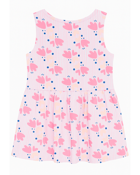 Vestido Básico Infantil con Estampado Floral Rosado