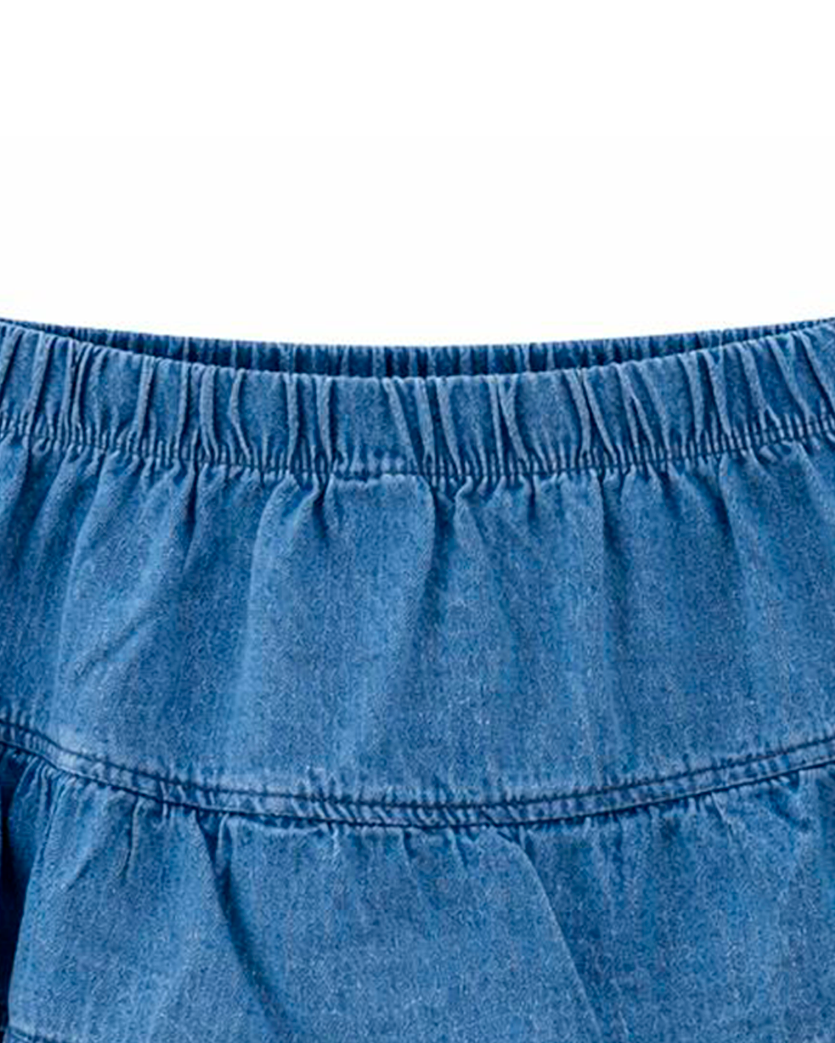Falda Denim Azul con Volantes en Capas