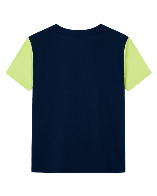 Camiseta Infantil Bicolor Azul Marino y Verde Lima