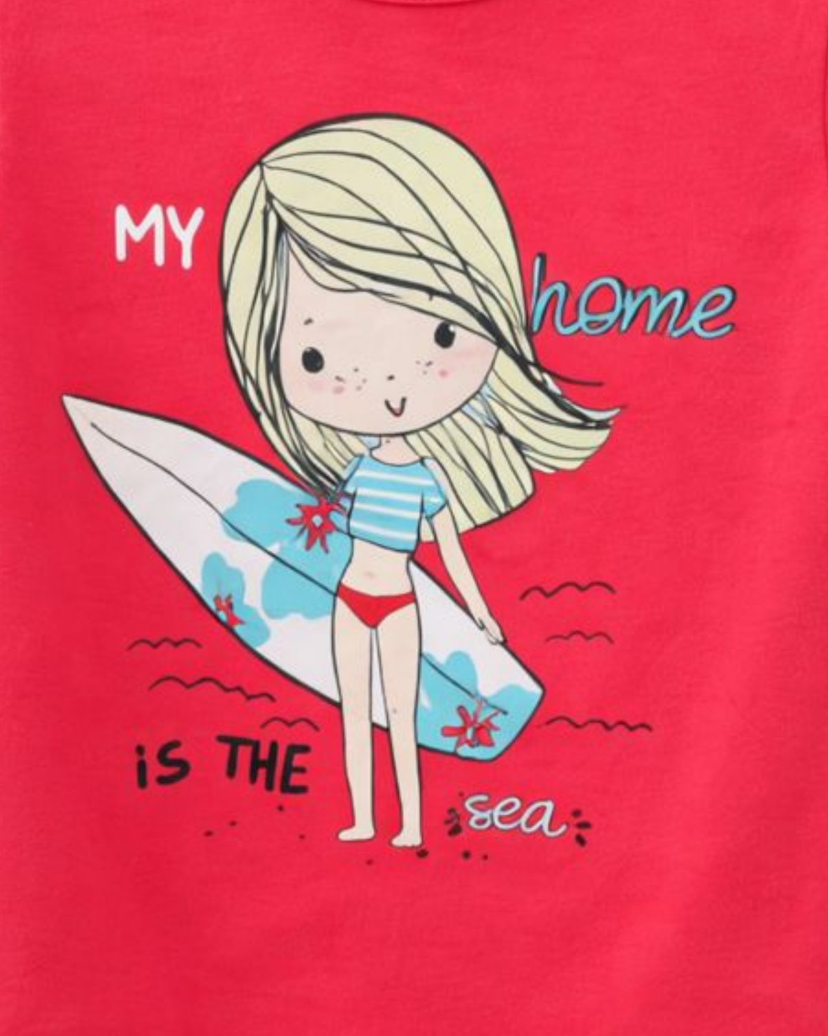 Camiseta Infantil Roja Surf Girl