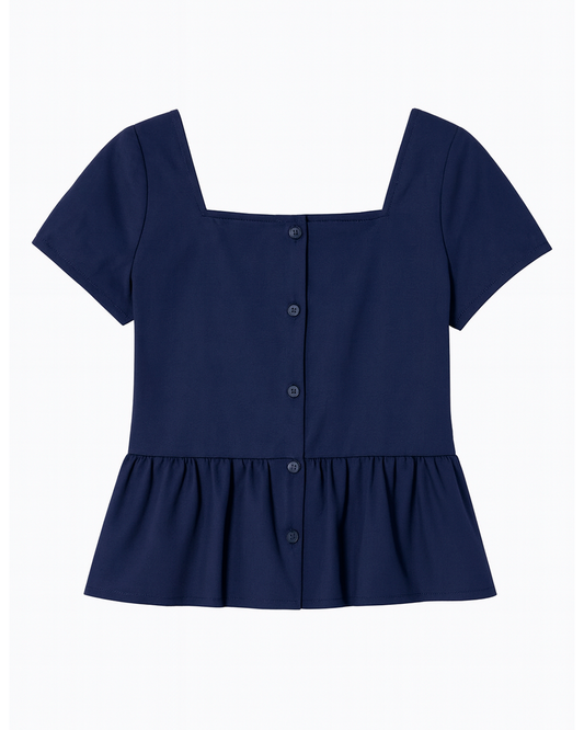 Blusa marinera azul con moño estampado