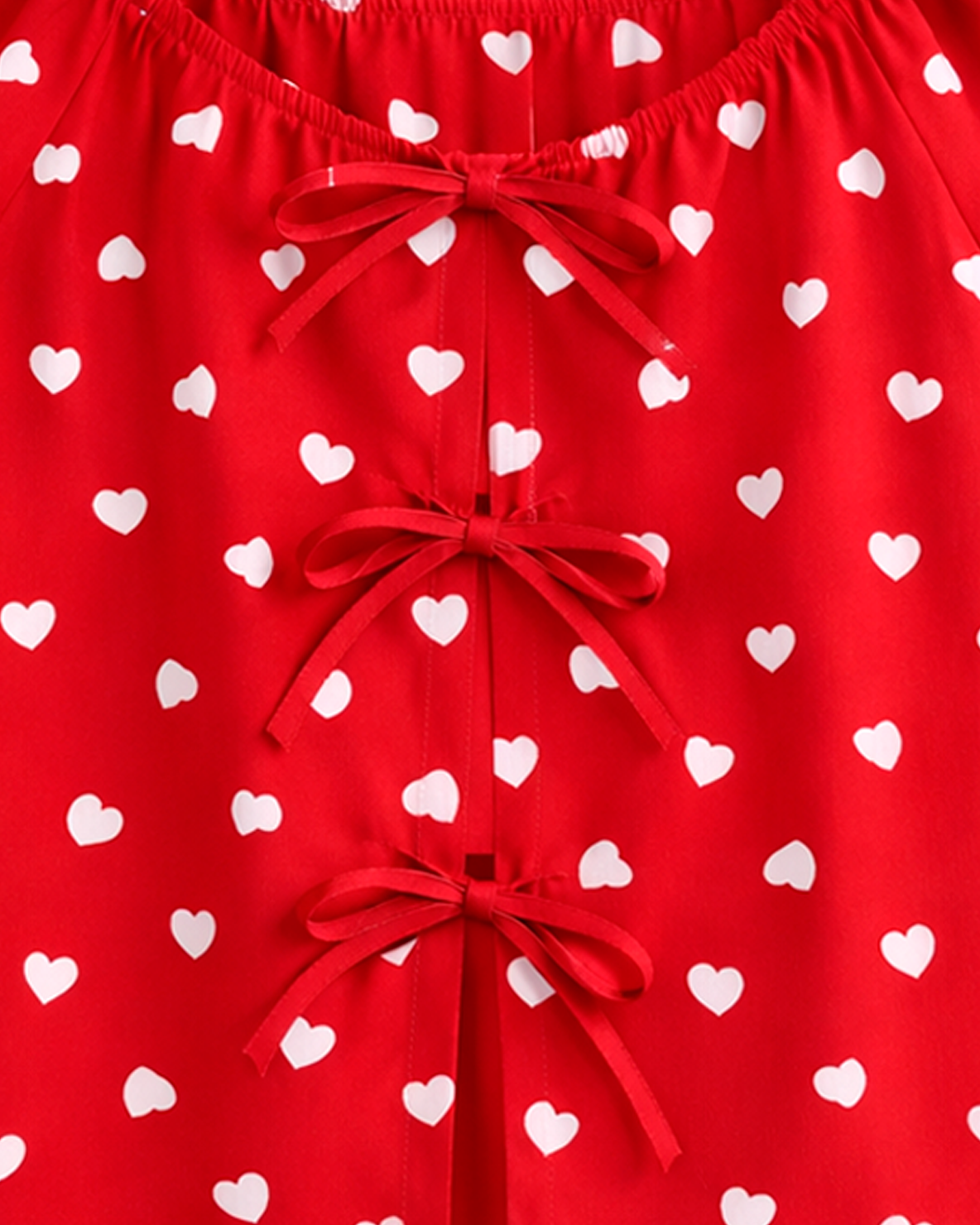 Blusa Infantil Estampada Corazones con Lazos roja