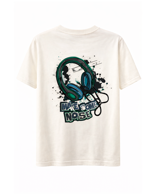 Camiseta Infantil Crema con Estampado de Audífonos