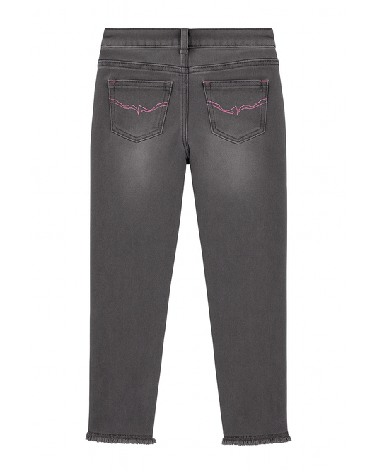 Jeans de Niña Gris Oscuro con Detalles Rosas