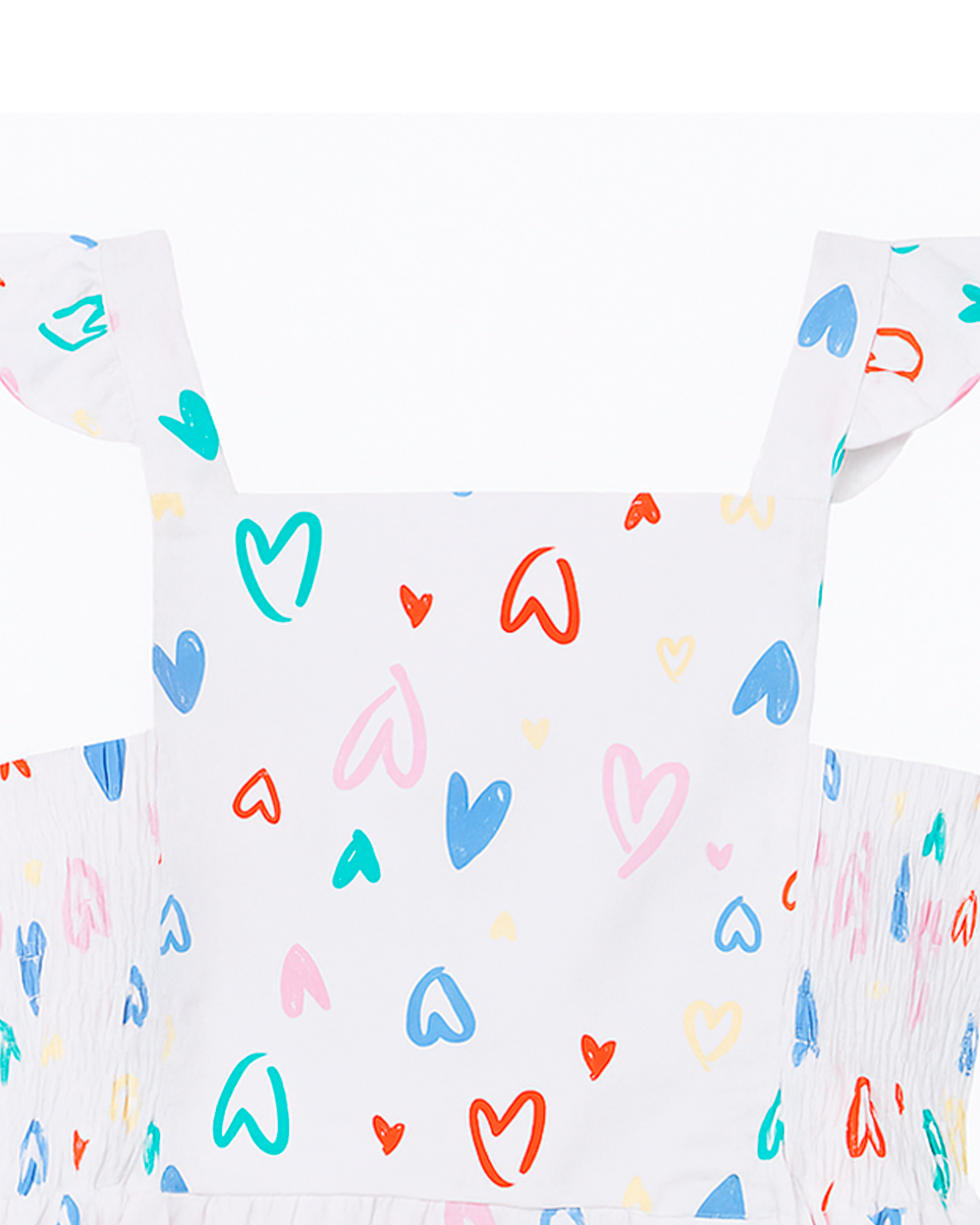 Vestido Infantil Blanco con Estampado de Corazones Multicolor
