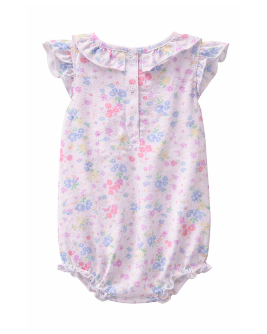 Enterizo Floral con Volantes en Cuello y Mangas
