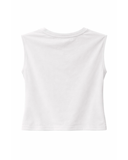 Blusa Infantil Blanca Sin Mangas “Organics Vibes”