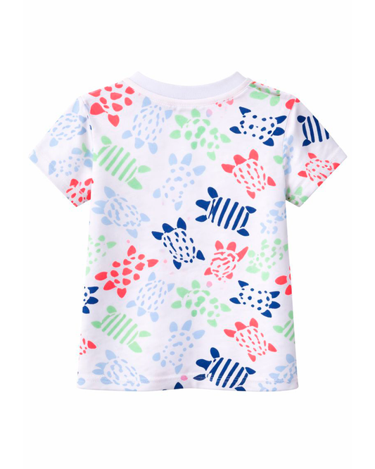 Camisa Infantil Blanca Estampada Verde y Rojo