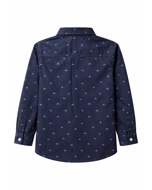 Camisa Infantil Azul Oscuro con Estampado Mini