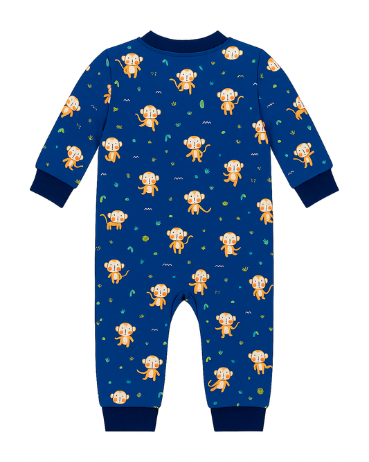 Pijama Enteriza Infantil Azul con Monitos