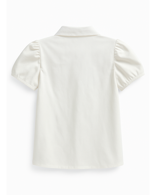 Blusa blanca con botones y mangas abullonadas ✨