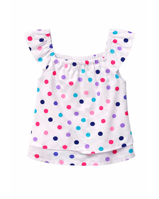 Blusa Infantil Blanca Estampada de Puntos