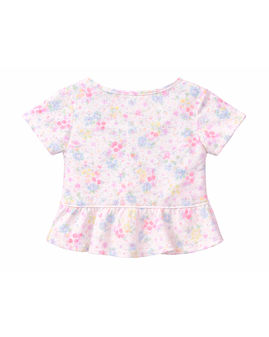 Blusa Niña Estampada con Flores Blanca