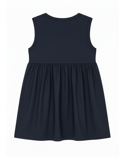 Vestido Azul Marino con Bordado Dorado