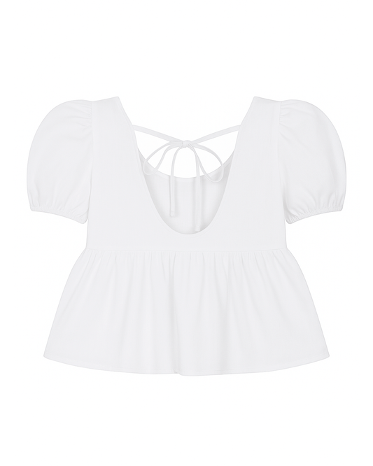 Blusa Infantil Blanca con Espalda Anudada