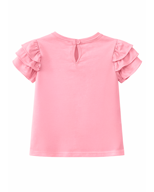 Blusa Niña con Mangas en Volantes Rosada
