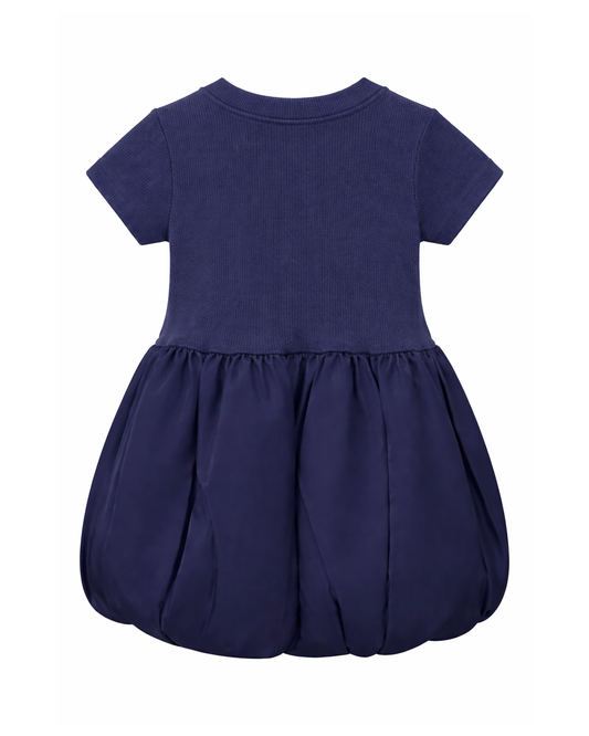 Vestido Niña Rib Falda Tipo Globo Azul