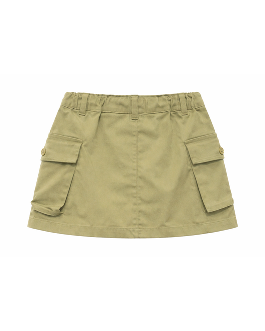 Falda Infantil Tipo Cargo en Verde Militar