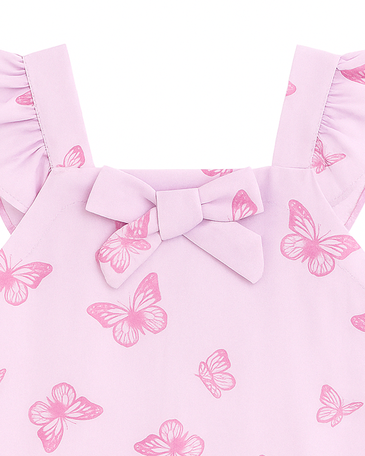 Blusa Infantil Rosa con Estampado de Mariposas y Lazo Frontal