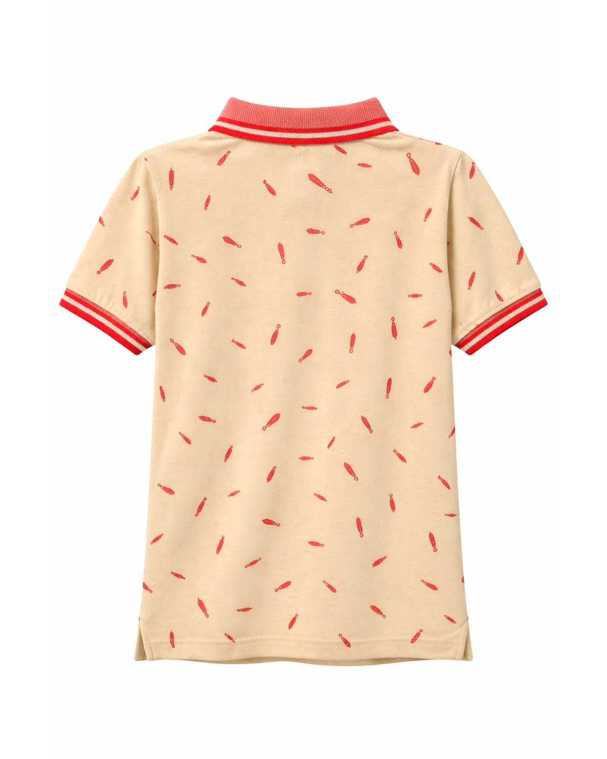 Camiseta Tipo Polo Niño Estampado Beige con Rojo