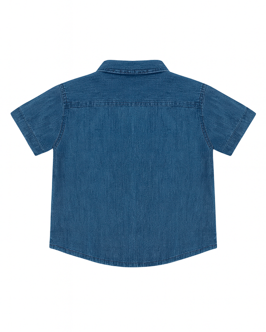 Camisa infantil de mezclilla con bordado de cámara