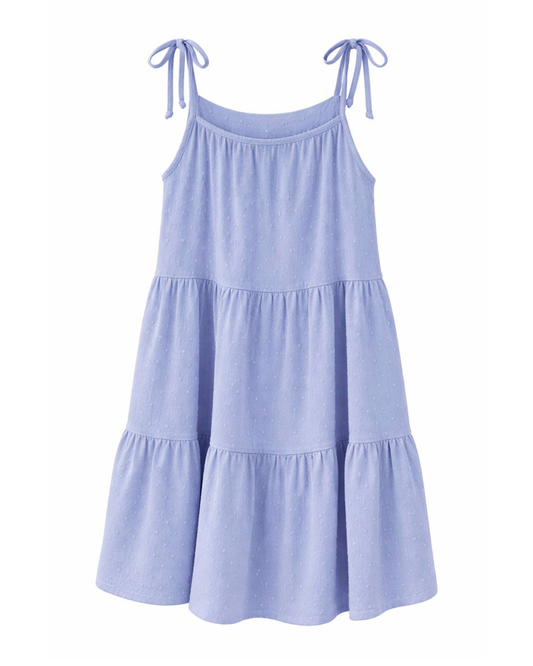 Vestido Azul Lavanda con Tirantes Anudados