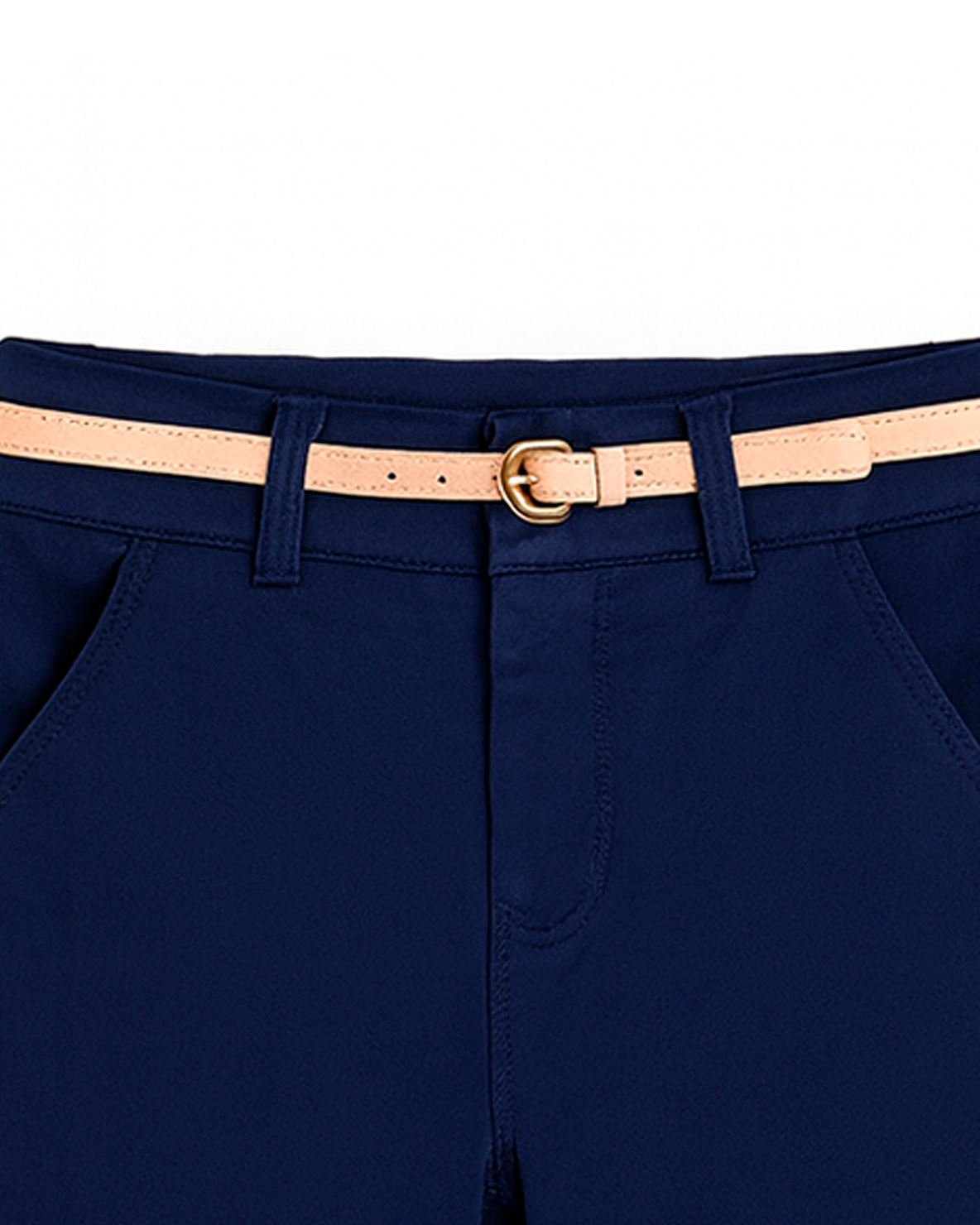 Pantalón para niña con cinturón - Azul oscuro Clásico