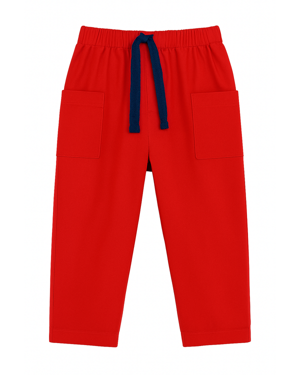 Pantalón Infantil Rojo con Cordón Azul