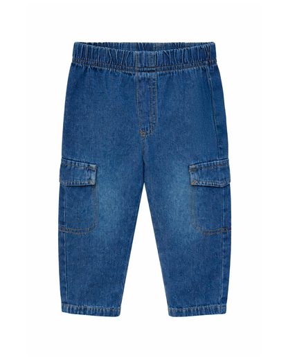 Jean niño denim tipo cargo azul