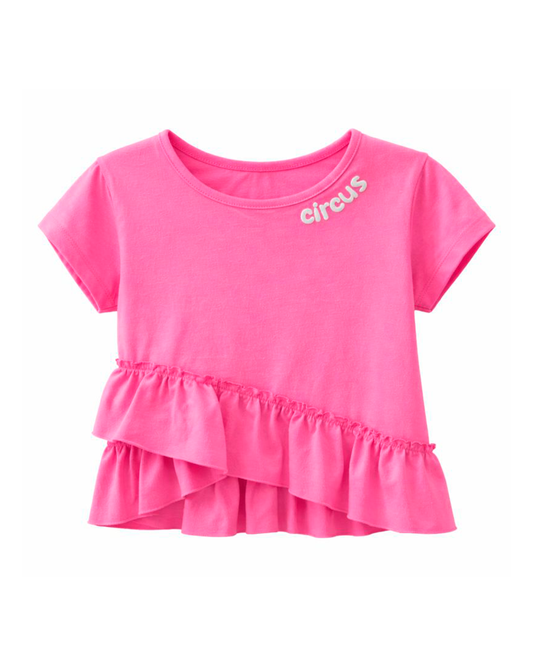 Camiseta Rosa con Volantes y Detalle “Circus”