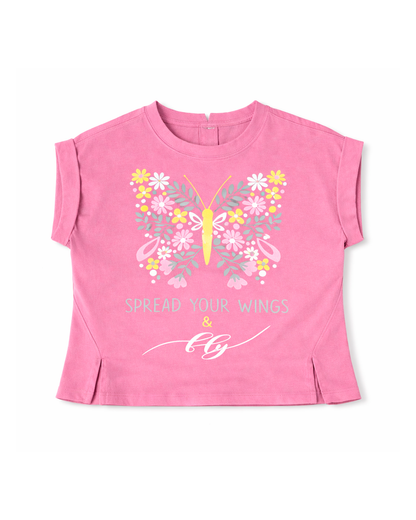 Camiseta Infantil Estampada Mariposa Floral