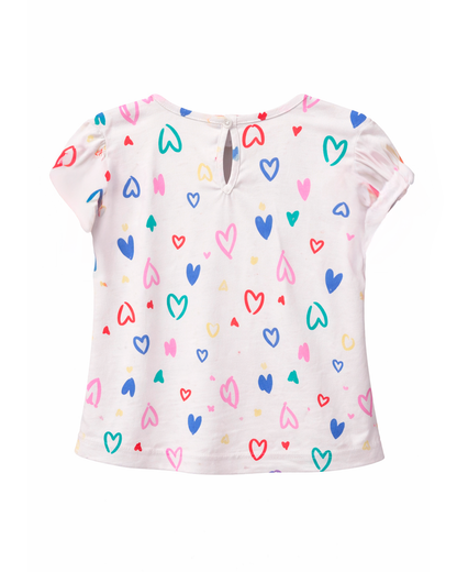 Blusa Infantil Estampada Corazones con Lazos