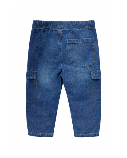 Jean niño denim tipo cargo azul