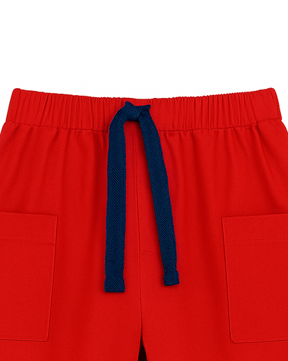 Pantalón Infantil Rojo con Cordón Azul