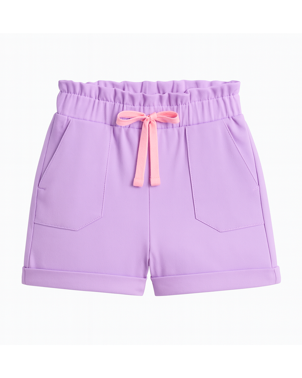 Short lila con moño rosa y bolsillos frontales 💜🎀