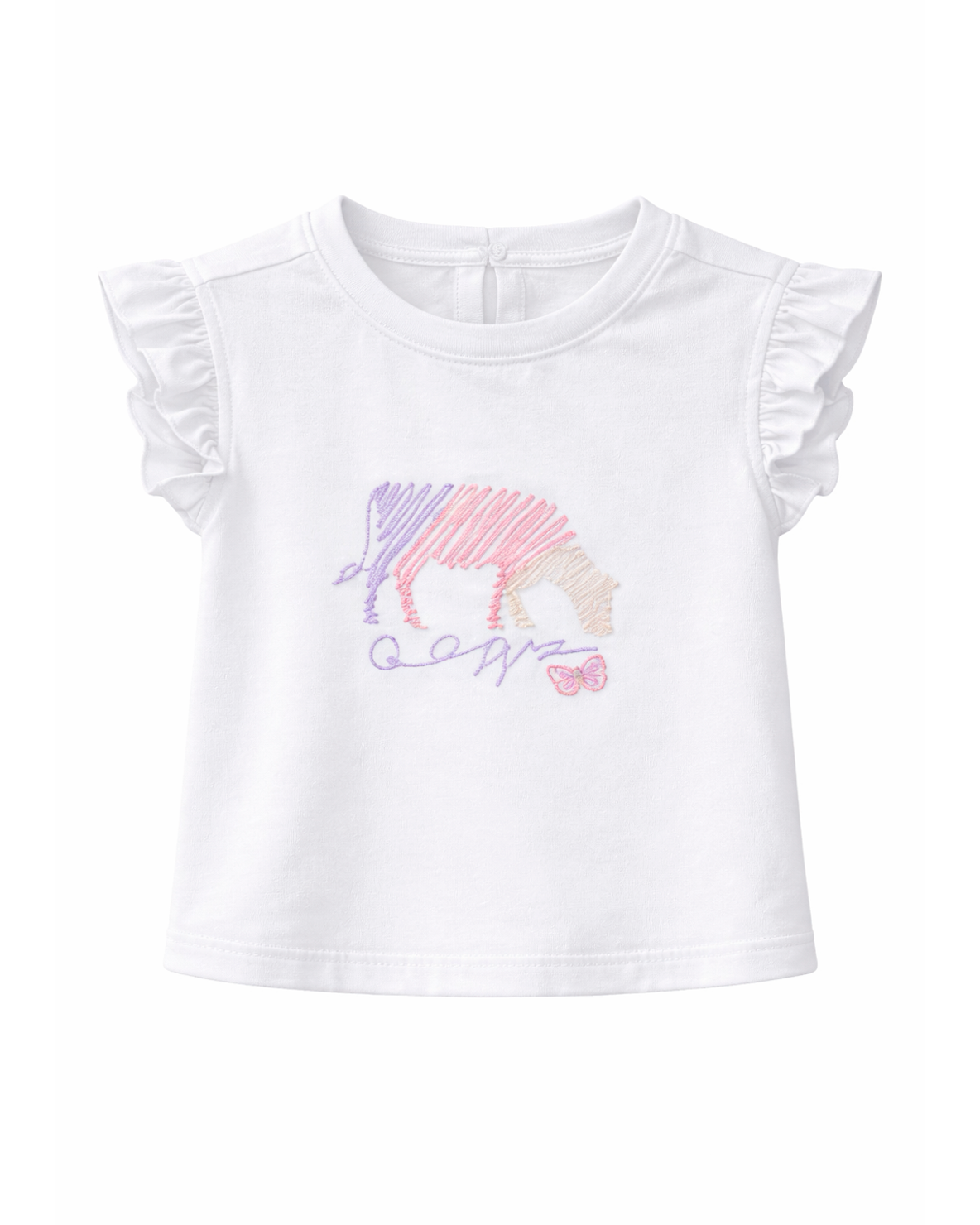 Blusa Bebé Niña Bordado Arcoíris Blanco