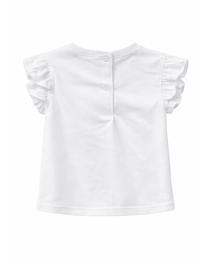 Blusa Bebé Niña Bordado Arcoíris Blanco