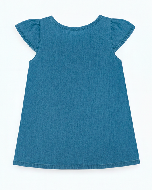 vestido Azul con Botas Bordadas