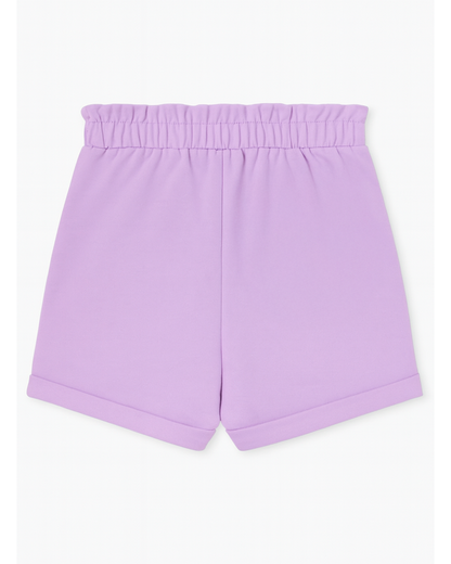 Short lila con moño rosa y bolsillos frontales 💜🎀