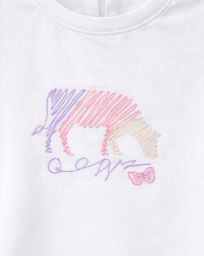 Blusa Bebé Niña Bordado Arcoíris Blanco