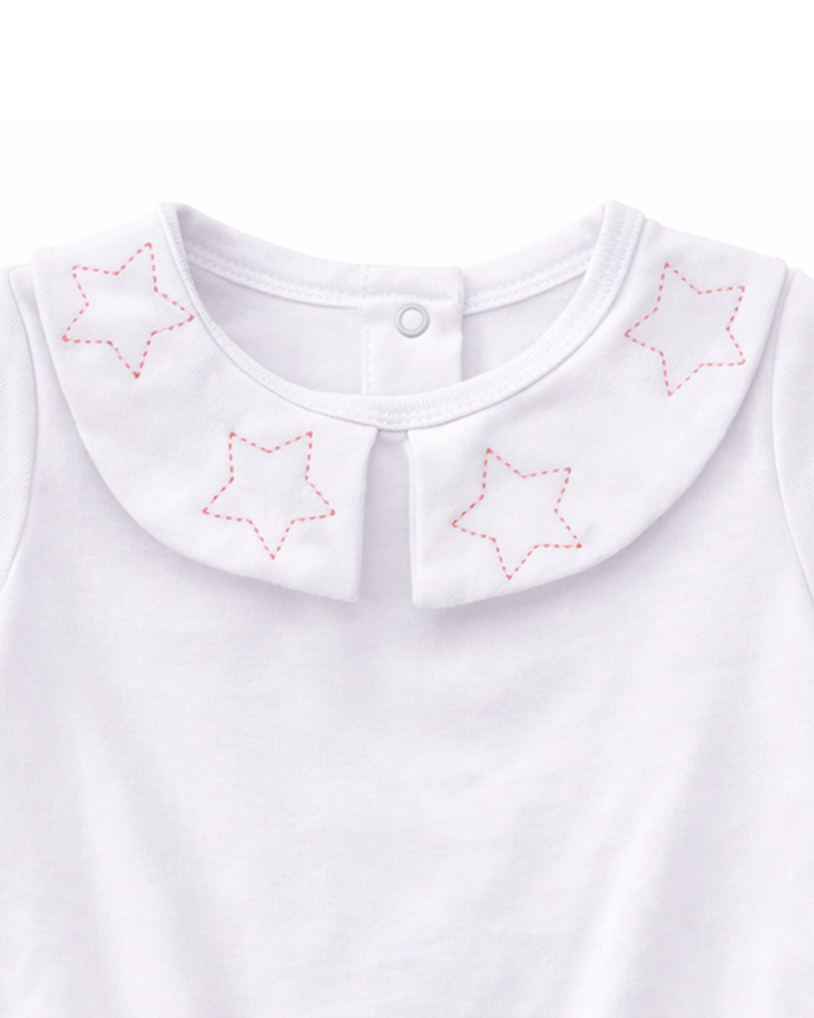 Body blanco para bebé con cuello bordado de estrellas