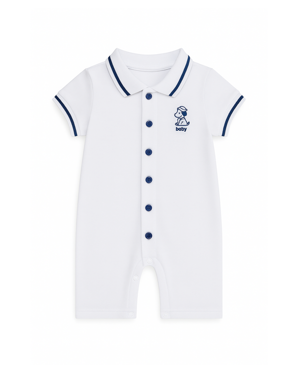 Enterizo Tipo Polo blanco de Bebé