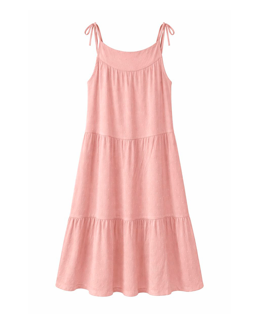 Vestido Infantil Largo Rosa con Tirantes Ajustables