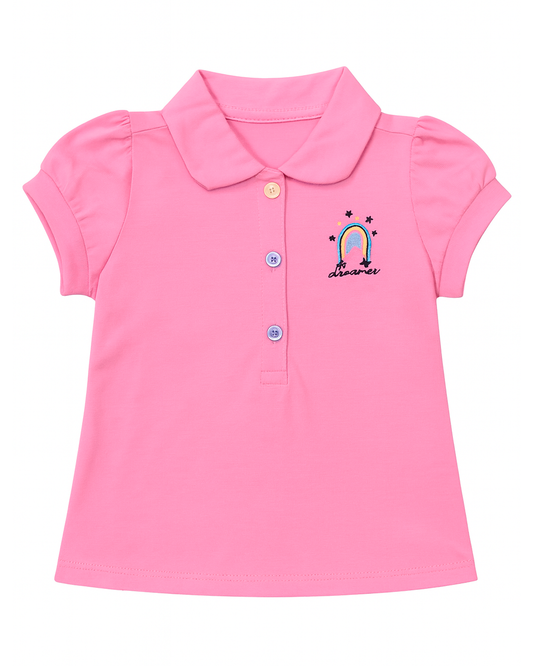 Blusa Rosa con Detalle Arcoíris